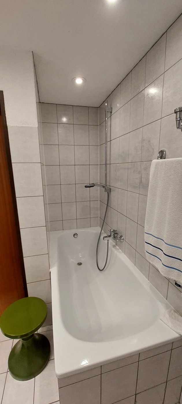 Badewanne mit neuer Brausegarnitur und Einhebelmischer